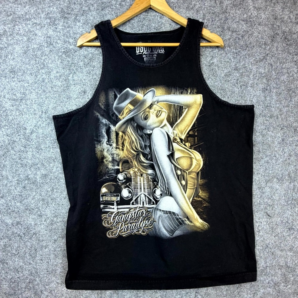 Dyse One Tank Top Men 2XL‎ Black Y2K Pinup Girl Gangsta's Paradise Streetwear